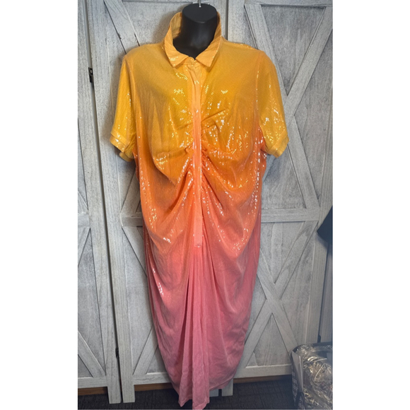 Women's ELOQUII Plus Size 32 Ombre Sequin Short Sleeve Dress - Picture 2 of 8